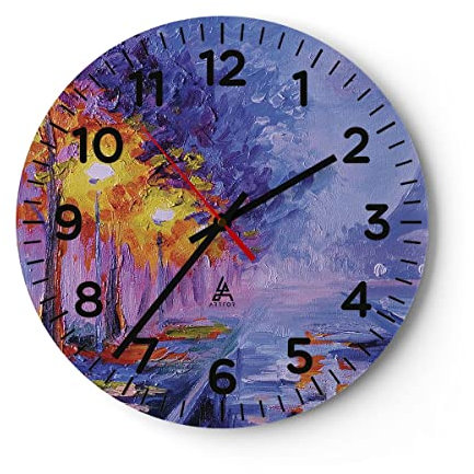 Modern Wanduhr Paris Laternen Eiffel 40x40cm Rund Groß Wand Uhr Glas Analog Zimmeruhren Küche Büro Wohnzimmer Glasuhr Wall Clock Dekoration Design Wanddekoration Küchenuhr C4AR40x40-4199