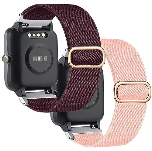 [2 Pack]Ersatzarmband Kompatibel mit Veryfitpro ID205L Watch , 19mm Dehnbare Nylonbänder mit Blackview ID205L/Yamay ID205L/Letsfit ID205L/Willful ID205L/Letscom ID205L/Fitpolo ID205L/Grv ID205L.