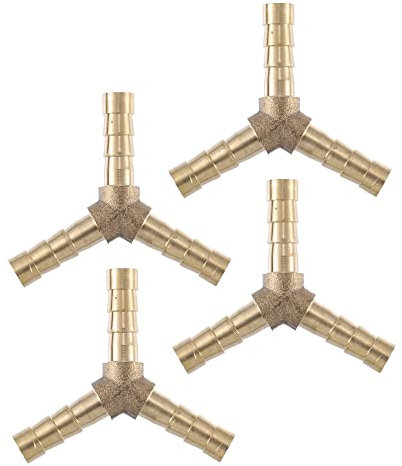 A ABSOPRO 4 Pcs Raccord Tuyau 6mm Y Forme Raccord Cannelé en Laiton Connecteur Tuyau Carburant Eau Gaz