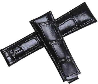 ROUHO 20 mm Leder Uhrenarmband Ersatz Wat Gürtel Uhren Reparatur Zubehör für Rolex Daytona GMT-Master Yacht-Master-Schwarz