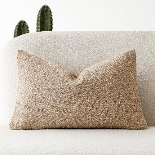 Foindtower Strukturierter Boucle-Kissenbezug, einfarbig, Lendenkissenbezüge, gemütlich, weich, dekorativer Couch-Kissenbezug für Stuhl, Sofa, Schlafzimmer, Wohnzimmer, Heimdekoration, 30,5 x 50,8 cm,