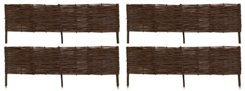 AUBRY GASPARD Bordures en Osier tressé Naturel (Lot de 4) 120 x 30 cm