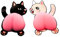 Dekohelden24 2 Aufkleber für Handy, Smartphoneaufkleber, als Katze mit rosa Silikon Popo, Handyhinterteil, Handy-Bumper, Größe: H/B ca. 7 x 4 cm