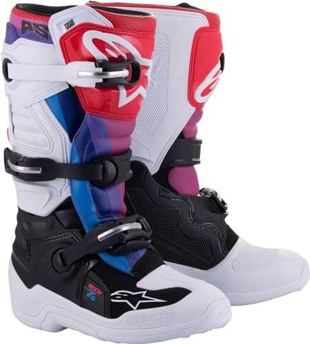 Alpinestars Stivali unisex da bambino Tech 7S, Bianco/Nero/Arcobaleno, 41 EU