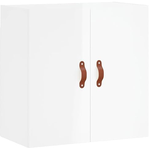 vidaXL Wandschrank, Hängeschrank mit viel Stauraum, Wandmontage Badschrank Medizinschrank, Aufbewahrungsschrank für Wohnzimmer, Hochglanz Weiß Holzwerkstoff