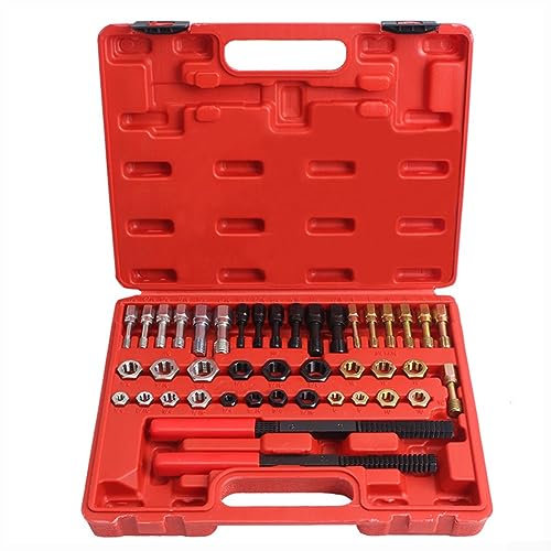 42-teiliges Auto-Gewinde-Reparatur-Werkzeug-Set, metrische Gewindeschneid-Klingen, Reparatur-Werkzeug-Einsätze, Unc/Unf & Metrisch, Gewindebohrer und Matrizen, Feilen und Chaser