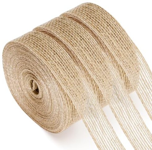KINGLAKE Juteband Rolle 2cm Fein, 30M Juteband Jahrgang, Sackleinen Band Natür, Dekoband Jute Für DIY Handwerk Verpackung, Geschenk, Hochzeit, Weihnachten, Esstisch, Blumenstrauß Dekoration