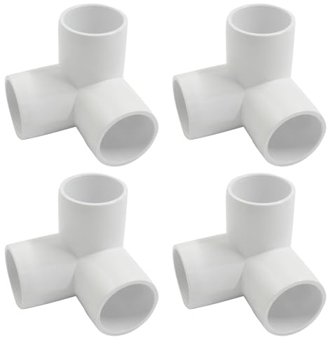 Piutouyar 4 Stück 1,9 cm Ellenbogen PVC-Rohrverschraubung, 3-Wege-Möbelqualität Rohrverbinder PVC Ellenbogen Fitting Rohr Eckverbinder für DIY Regal Garten Stützstruktur