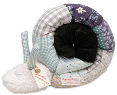 tinéba Puckschnecke I 100% Bio Baumwolle I Kuschelschlange I 110 cm I vorgewaschen I handmade in Hamburg (lindgrün/braun)
