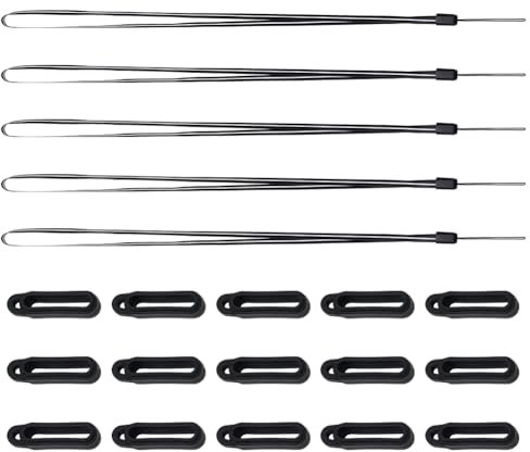 GORGECRAFT 40PCS Anti-Lost Silicone Rubber Rings Holder Set Includes 30PCS 19mm Black Anti-Loss Pendant Ring 10PCS Necklace Strap String Lanyard Straps for Daily Life Office Key Chains