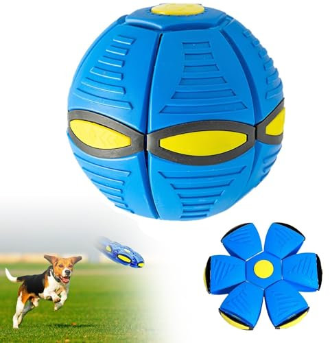Mascotas Bola de Platillo Volador, Pelota de Platillo de Juguete para Mascotas, Pelota de Disco Voladora para Perros, Deportes al Aire Libre Stampede Ball, Juguetes Interactivos, para Perros y Gatos
