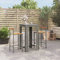 QJBSAVVA 3-TLG Gartenbar-Set, Sofa Tisch Eckbankgruppe Balkonmöbel Balkon Tisch Geeignet für Garten Parks Innenhof Strand Grau Poly Rattan & Massivholz Akazie