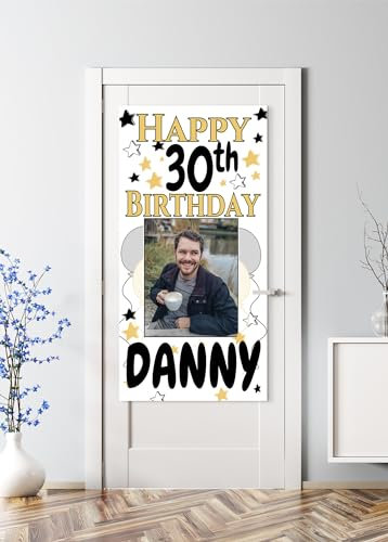 Large 4ft Poster Welcome Sign Banner Happy Birthday Personalised Photo Banners 13th 21st 50th 60th 40th 16th 70th 30th 80th 18th Girls Boys Teen Birthday Decorations for Her him Black Gold Men Women