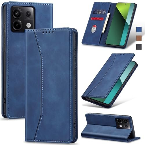Jasonyu Coque pour Redmi Note 13 Pro 5G, Housse Etui en Cuir PU Portefeuille [Antichoc] [Magnétique] [Porte Cartes] [Stand Fonction] Flip Coque (Bleu)
