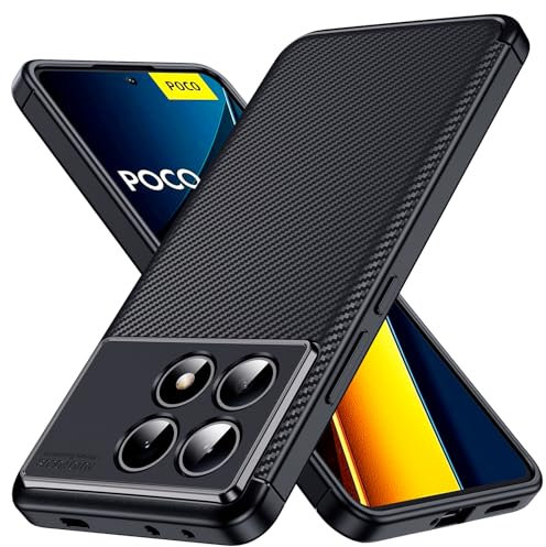 Oududianzi - Cover per Xiaomi Poco X6 Pro 5G [Texture Fibra di Carbonio] Custodia Poco X6 Pro 5G Silicone TPU Morbido Antiurto - Nero