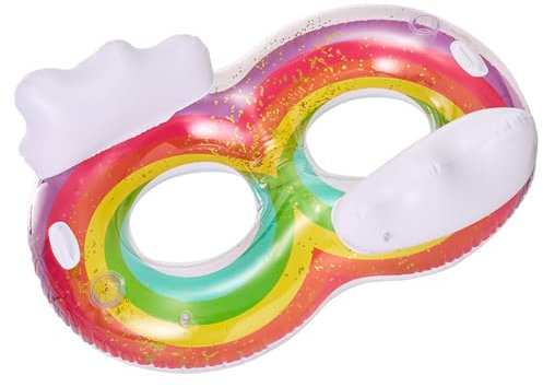 Rainbow Double Swimming, Large Rainbow Adult Swimming, Thickened Swimming, Inflatable Swimming, Glitter Swim Floats, Adult Underarm, Multifunctional 8-figure for Adults
