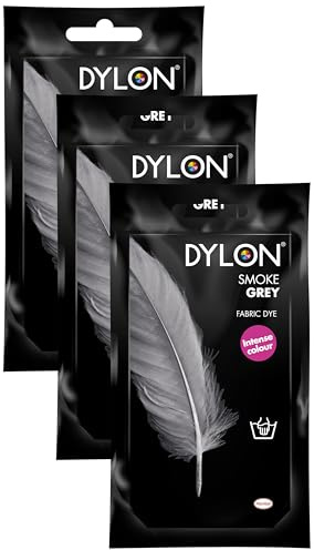 DYLON Hand Dye, Fabric Dye Sachet for Clothes, Soft Furnishings and Projects, 50 g - Smoke Grey (Pack of 3)