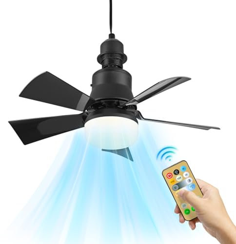 Carziyer Ventilador de Techo Con Luz, Ventilador De Techo Led, E27 Lámpara De Ventilador Con Control Remoto, 40cm Silenciador Ventilador De Techo, 3 Velocidades, 5 Aspas, Para Dormitorio, Salón