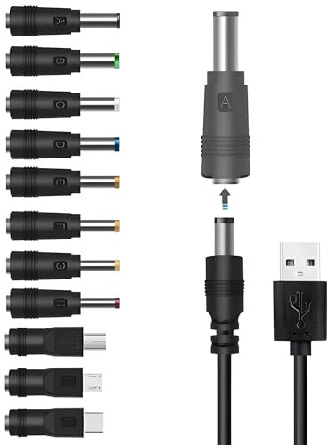 GutReise Cable de alimentación USB a CC, adaptador de 11 conectores para divisor HUB, mini ventiladores, controlador de DJ, luces LED, dispositivos electrónicos, routers, altavoces, LCD, cámaras CCTV,