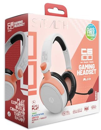 Stealth C6-100 Gaming Headset Burst - Pfirsich & Weiß, Multiplattform-kompatibel mit Xbox, PS, Switch, PC, Handy und Tablet