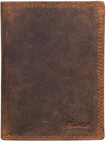 Benthill Herren Geldbörse aus Echt-Leder - Geldbeutel mit RFID-Schutz - Großes Portemonnaie für Herren - Vintage Leder, Farbe:Brown - Tan (H)