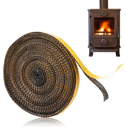 Guarnizione inserto camino, 4 x 3 x 10 mm, guarnizione in legno autoadesiva, guarnizioni in fibra di vetro per stufa/camino/tubo del forno/porta del forno, resistente al calore 550 gradi Celsius