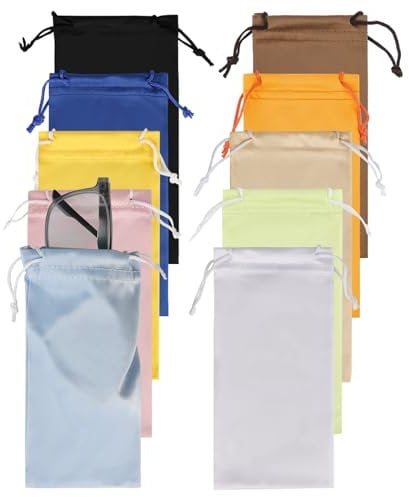 10Pcs Microfiber Glasses Pouch, 18x9.5cm Soft Sunglasses Drawstring Case, Eyeglasses Sleeve Pouch, Portable Eyewear Bag, Slip in Spectacle Pouch, Glasses Cleaning and Storage Bag for Men Women Travel