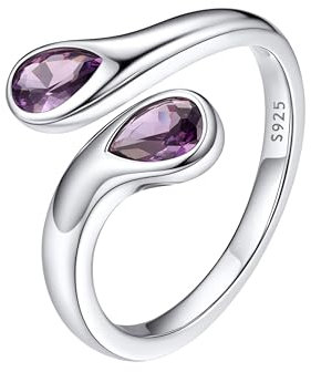 Bestyle Ring Silber 925 Damen Offen Verstellbare Ring Blaue Stein Einfacher Ring Teardrop Chunky Rings Silver Frauen Stressring mit Blauem Mondstein