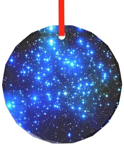 Blaue glänzende Sterne, rund, Glas, Weihnachtsschmuck, Weihnachtsbaum-Anhänger, Dekoration