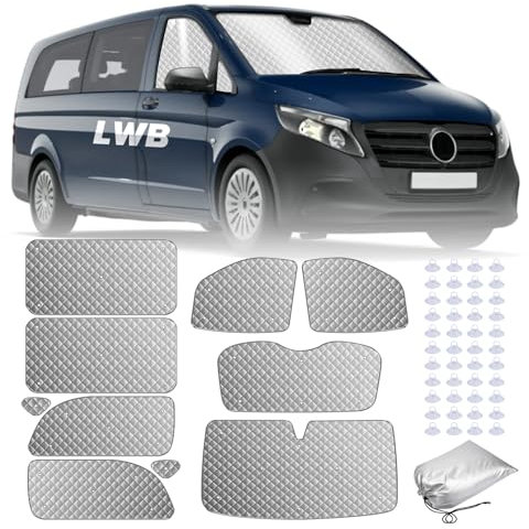 MaxAwe 10Pcs Internal Thermal Blind Set for III W447 LWB 2014-2024, Sunshade Wrap Kit, Window Front Screen Cover, Summer UV Sun Blind & Winter Insulation Cover for Campervans Motorhome