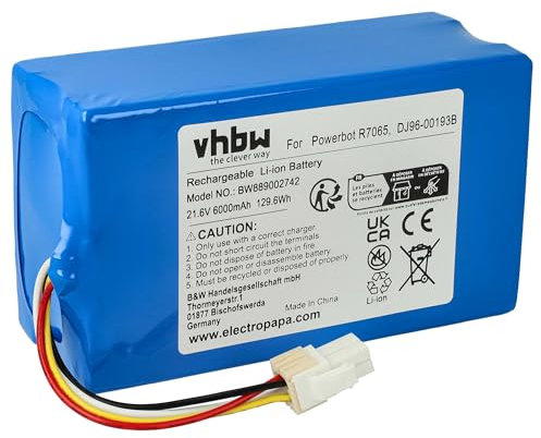 vhbw batteria compatibile con Samsung Powerbot VR7000, VR20M7070WS/SA aspirapolvere (6000mAh, 21,6V, Li-Ion, senza custodia)