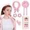 Locken Ohne Hitze,Samt Lockenwickler Über Nacht mit Schlafmütze, Hair Curler DIY Haare Lockenband Frisurenset,Lockenwickler Über Nacht,Heatless Curls Band für Langes Mittleres Haar-Rosa