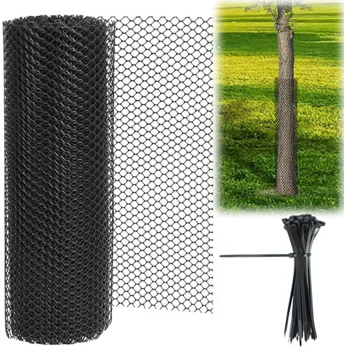 CODOHI 19.7ft x 1.3ft Mesh Tree Guard Trunk Protectors | Flexible Tree Bark Protection Net | Durable Plastic Tree Guard with 100 Ties | Protects Trees from Deer, Mowers & Trimmers