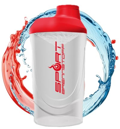 Sport Brennstoff SHAKER I Rot I 600 ml I Auslaufsicher I Shaker mit Messskala zum einfachen Dosieren I frei von BPA & DEHP I geprüfte Qualität I Optimal für Regenerationsgetränke