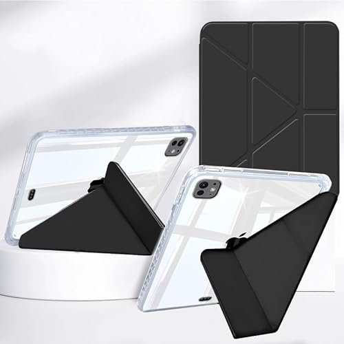Rosbtib Coque pour iPad Air 11 Pouces (M3/M2) Modèle 2025/2024, iPad Air 5/4 Modèle 2022/2020, iPad Pro 11 Tous Modèles Pochette à Rabat Multi-Vues, Dos Transparent Antichoc avec Porte-Stylo, Noir