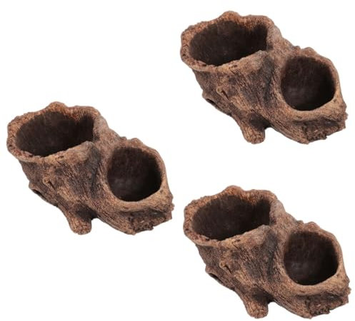 Happyyami 3 Pièces Pot de Fleurs Ciment Imitation Souche Arbre Cache Pot Créatif pour et Plantes Intérieur Extérieur comme Décoration et Conteneur de Rangement