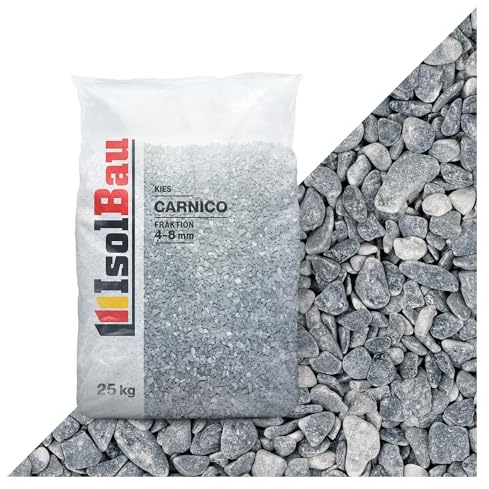 Isolbau - Zierkies 25 kg - Marmorkies 4-8 mm - Deko-Steine für Garten, Steinteppich, Aquariumkies, Ziersplitt Natursteine Gartenkies Wegkies Teichkies für Innen und Außen - Grigio Carnico