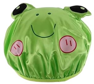 1 PCS Cartoon Frog Shower Cap, Double-Layer Waterproof Reusable Elastic Animal Bathing Shower Hat, Fun Cute Cartoon Bath Caps for Boys And Girls