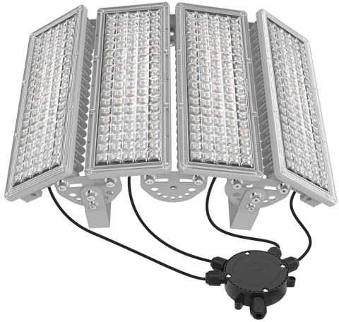 POWFUL 400W LED Strahler Außen, 56000LM Flutlicht Scheinwerfer, 3000K Warmweiß Superhell mit Abzweigdose für Hinterhof Parkplatz Beleuchtung, IP67 Wasserfest
