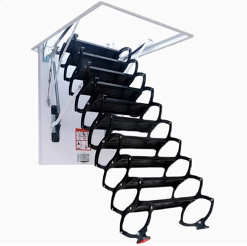 PUZYI Bodentreppe Manuelle Dachbodenleiter, Deckenklappleiter, Dachbodentreppe, herunterziehbare Dachbodenleiter, Teleskopleiter, Titan-Magnesium-Stahl Loftleiter(80 * 120cm)