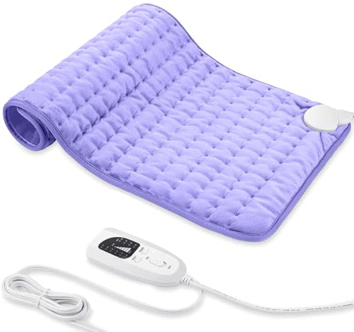 Heating pad, Electric Heat Pad with Automatic Switch-Off and 6 Temperature Levels Heating pad for Back Neck Shoulder Belly Heating Technology - Machine Washable (Light Purple, 12 x 24)