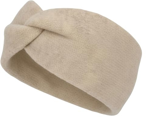 styleBREAKER Damen Feinstrick Stirnband Knoten, Beige | Aus Viskose, wärmend und atmungsaktiv gegen Wind und Kälte. Passend für 56-59 cm Kopfumfang. Handwäsche empfohlen.