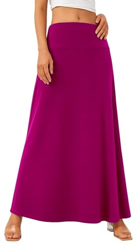 Adigaber Gonna Lunga da Donna Elasticizzata Vita Alta Gonna Maxi Yoga | Tinta unita,Lungo,Vita elastica,Festa,Spiaggia,Estate,Contenimento ventre,Morbido,Casual