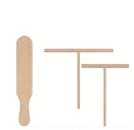 3 PCS Beech Wood Crepe Spreader & Spatula Kit 12/18/30cm Pancake Tools | T-shaped design for even batter spreading, durable smooth finish, easy to clean, ideal for home baking and daily kitchen use