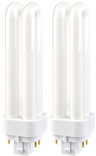 sumue 2PCS 26W 4000K GX24Q-3 4 Pin Light Bulb, Compact Fluorescent Lamp | Natural White, PLC 2U Shape Energy Saving CFL Bulb, Non-Dimmable Double Turn Tube Light for Office Bathroom
