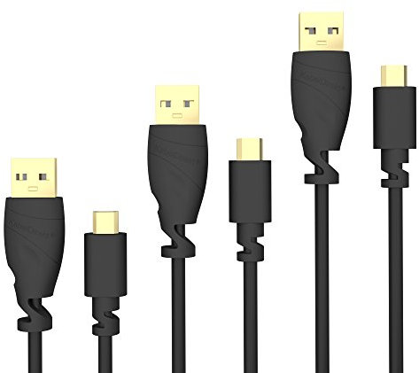 KabelDirekt – Micro USB Kabel – 3x 0,5m (USB 2.0, Ladekabel, Datenkabel, schwarz) – TOP Series