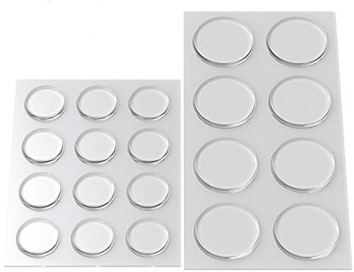 Round Clear Adhesive Bumpers Combo (Large, Medium) - Transparent Self Stick Rubber Pads for Glass Table Top, Furniture, Laptop, Mirrors - 20 PCs