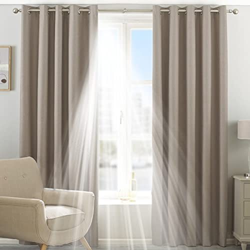 Riva Home Eclipse Blackout Eyelet Curtains, Polyester, Natural, 66 x 90 (168 x 229 cm)