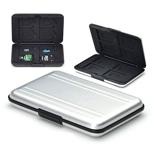 VOLOHAS Etuis pour Cartes Mémoire Protection Antichoc Anti-poussière Imperméable Antimagnétique boîte pour 8 SD Cartes 8 TF/Micro SD Cartes (Argent)