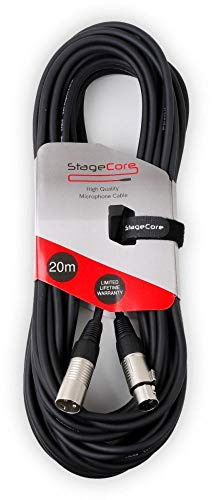 Stagecore Balanced XLR Male - XLR Female Microphone Cable / Lead, Black, 20m